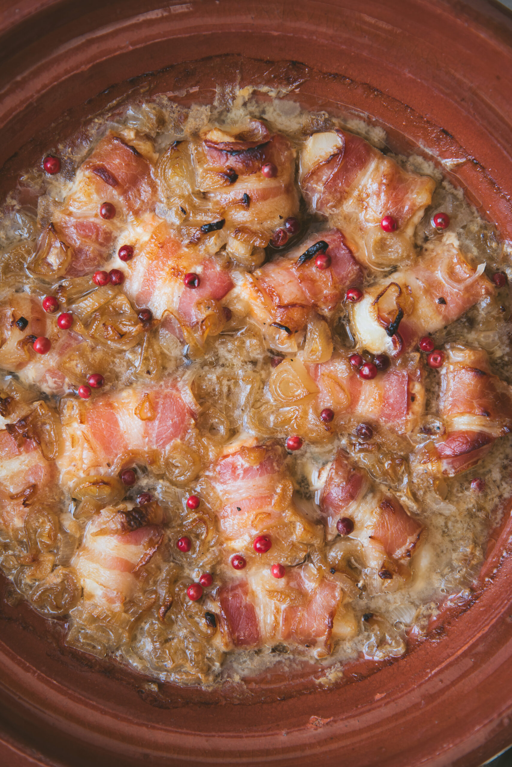 Poisson au lard sauce au cidre échalote